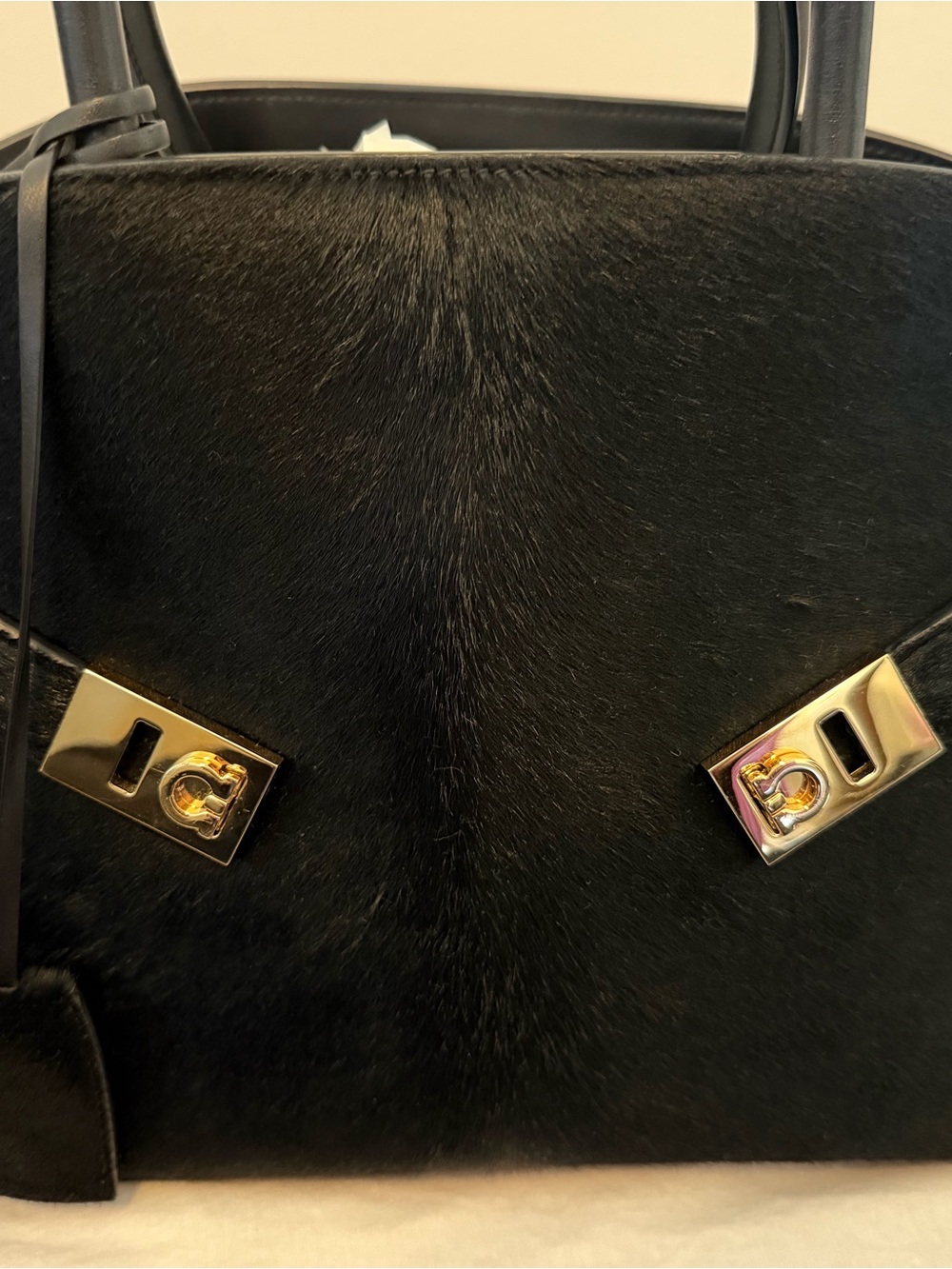 Like New Authentic Ferragamo Pony Hair Hug Bag (Large) - Picture 3 of 10